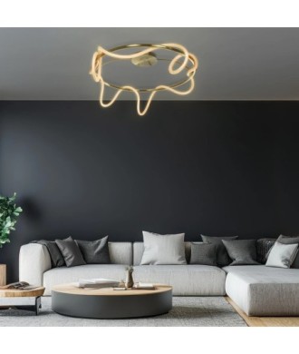 kelvo® GLOW KLV-101-0150 Φωτιστικό Οροφής LED 65W 6500lm 360° AC 220-240V IP20 Ρυθμιζόμενο Λευκό CCT με Χειριστήριο από 2700K έως 6000K Dimmable - Lumileds SMD Chip - Χρυσό Πλατίνα - Μ100 x Π100 x Υ30cm - 3 Χρόνια Εγγύηση